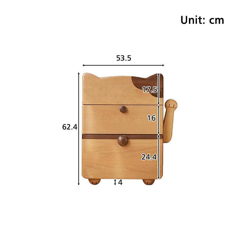 Murray Kids Wooden Side Table in Solid Beech, Maneki-Neko Design – view 4