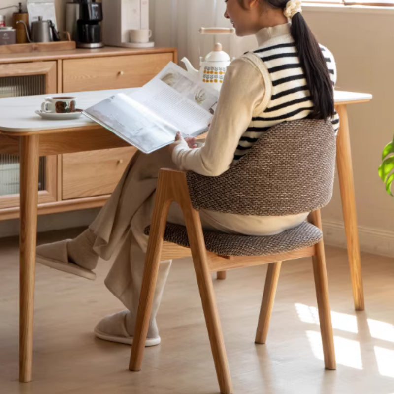 Natasha curved back solid oak dining chair with upholstered seat – view 2