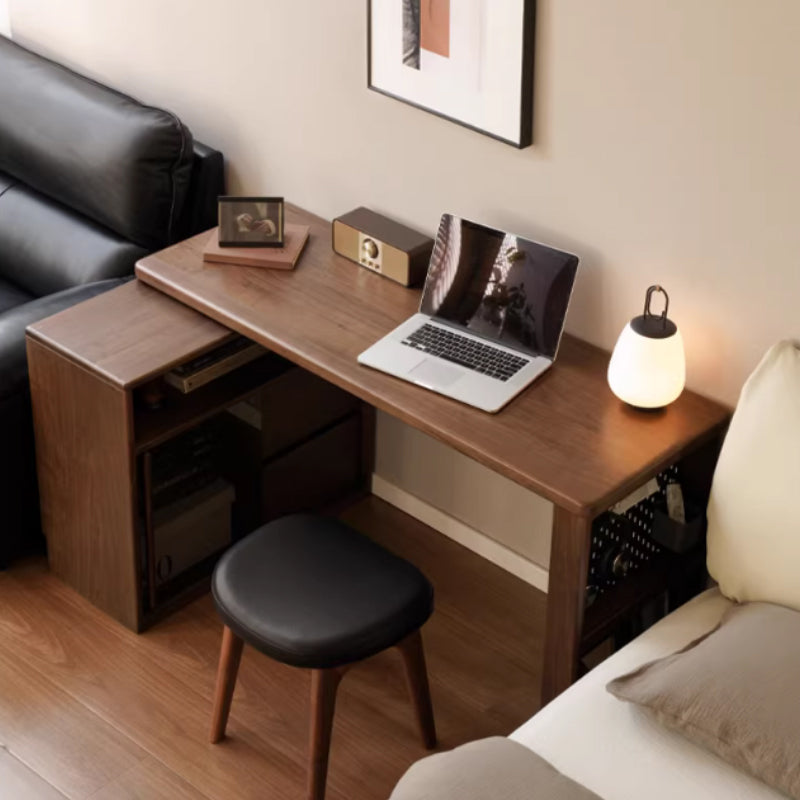 Nolan Solid American Oak Desk with Drawers & Glass Cabinet 120cm 140cm – view 6
