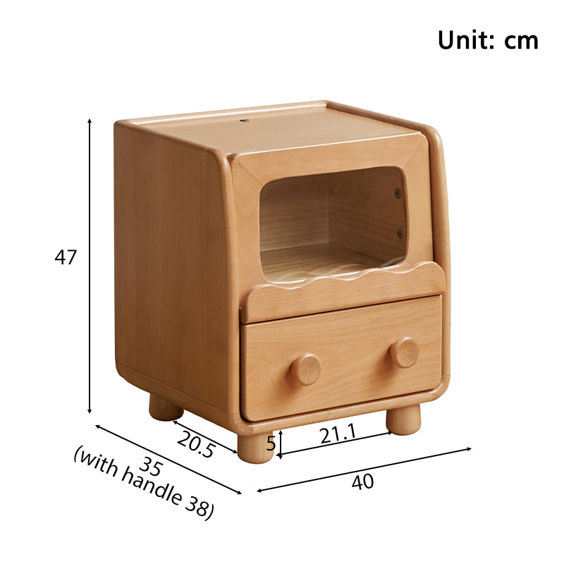 Norman Kids Wooden Side Table in Solid Beech with Night Light 40cm – view 8