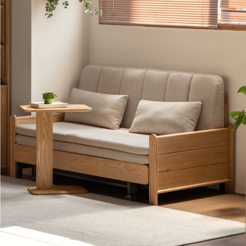 Norton cotton-linen sofa bed on solid oak frame