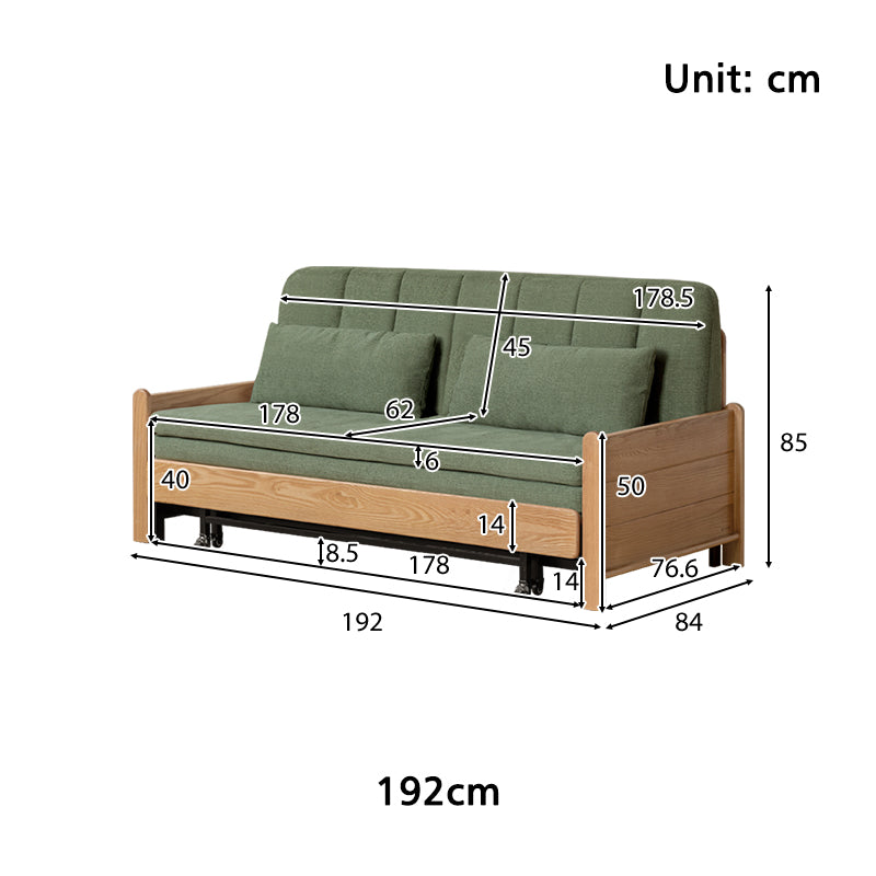 Norton cotton-linen sofa bed on solid oak frame – view 15