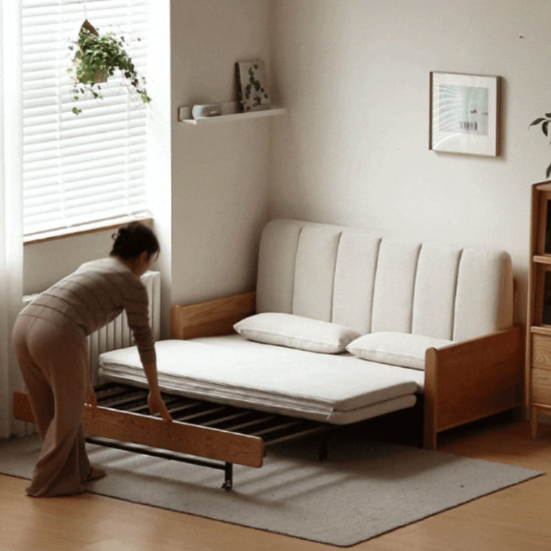 Norton cotton-linen sofa bed on solid oak frame – view 16