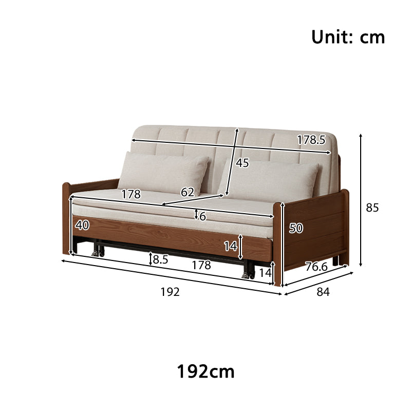 Norton cotton-linen sofa bed on solid oak frame – view 20