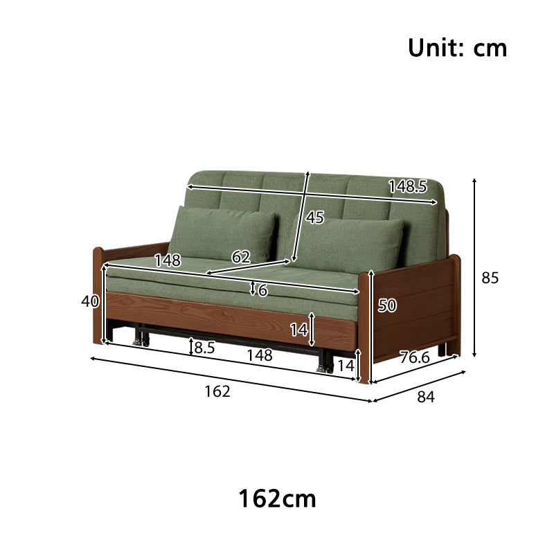 Norton cotton-linen sofa bed on solid oak frame – view 22