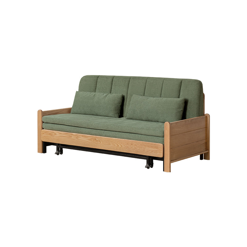 Norton cotton-linen sofa bed on solid oak frame – Natural Wood Green 192cm, view 14