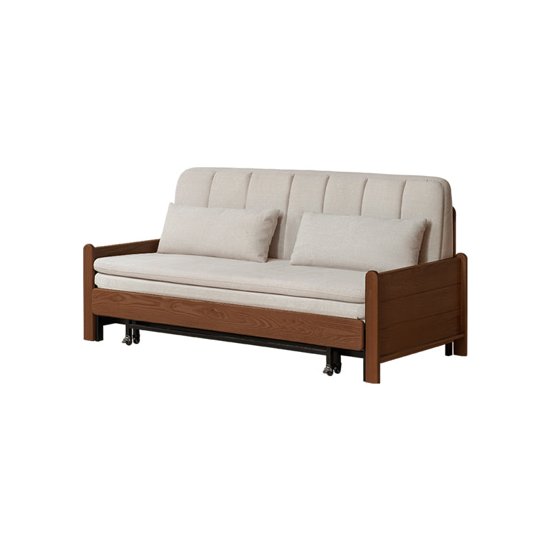Norton cotton-linen sofa bed on solid oak frame – Walnut Linen Beige 192cm, view 19