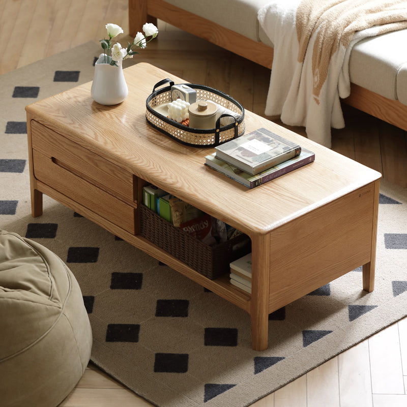 Gretchen solid American oak coffee table in natural wood finish – view 2