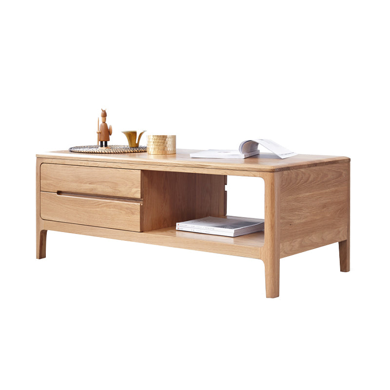 Gretchen solid American oak coffee table in natural wood finish – view 5