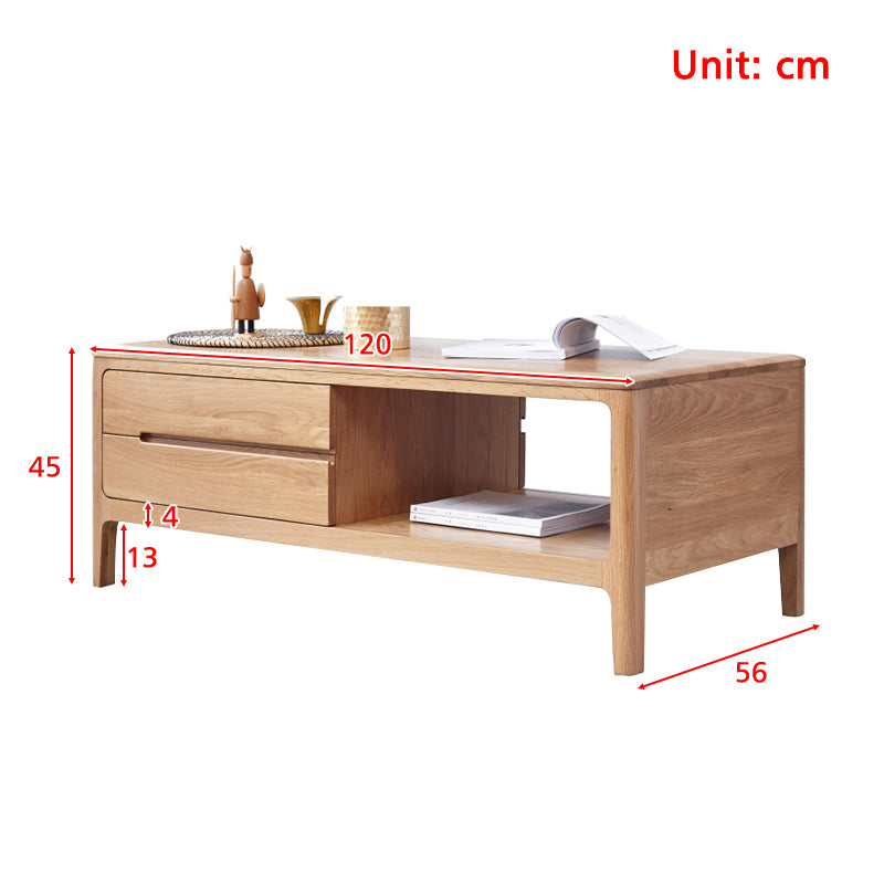 Gretchen solid American oak coffee table in natural wood finish – view 6