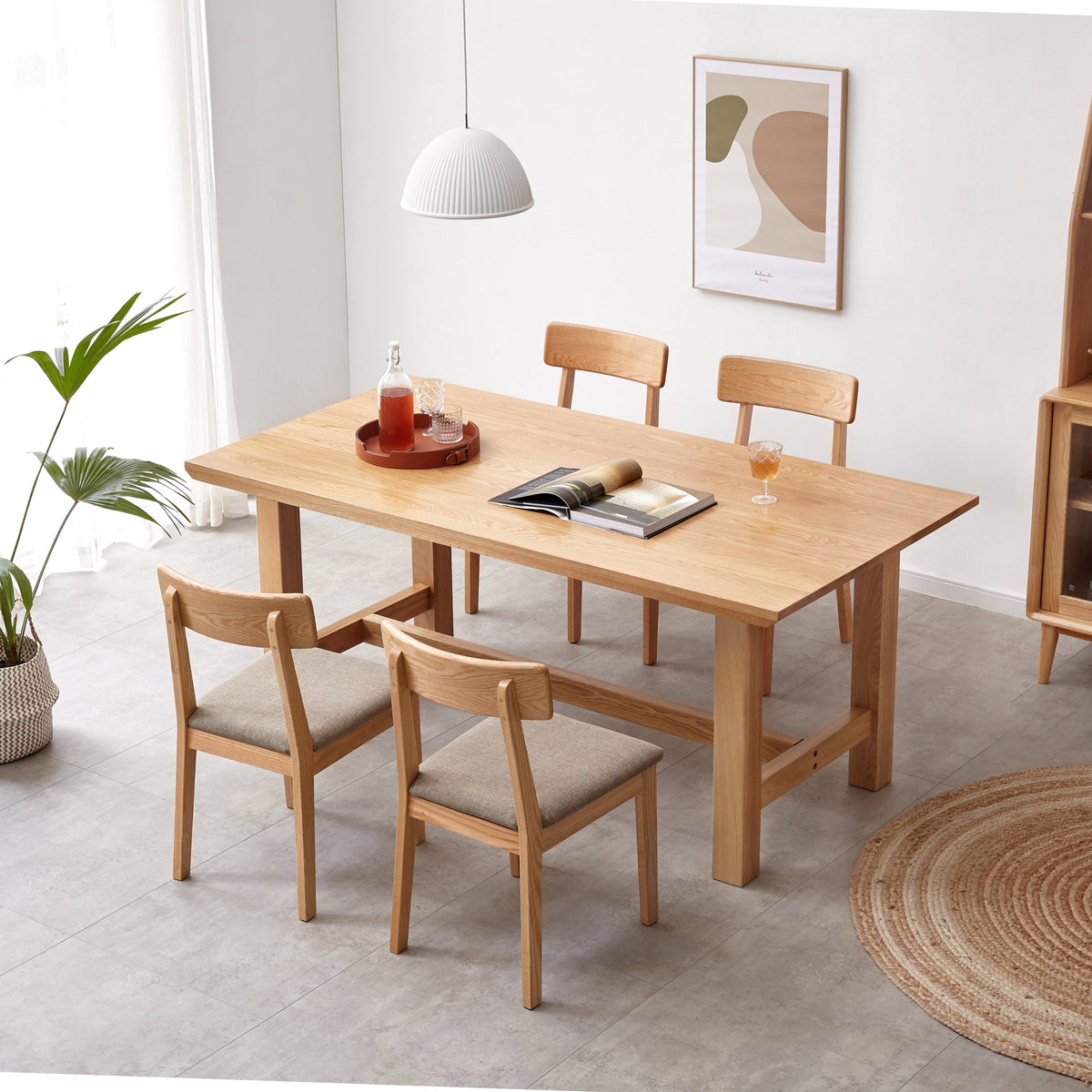 Alagie solid American oak dining table with slab top – view 14