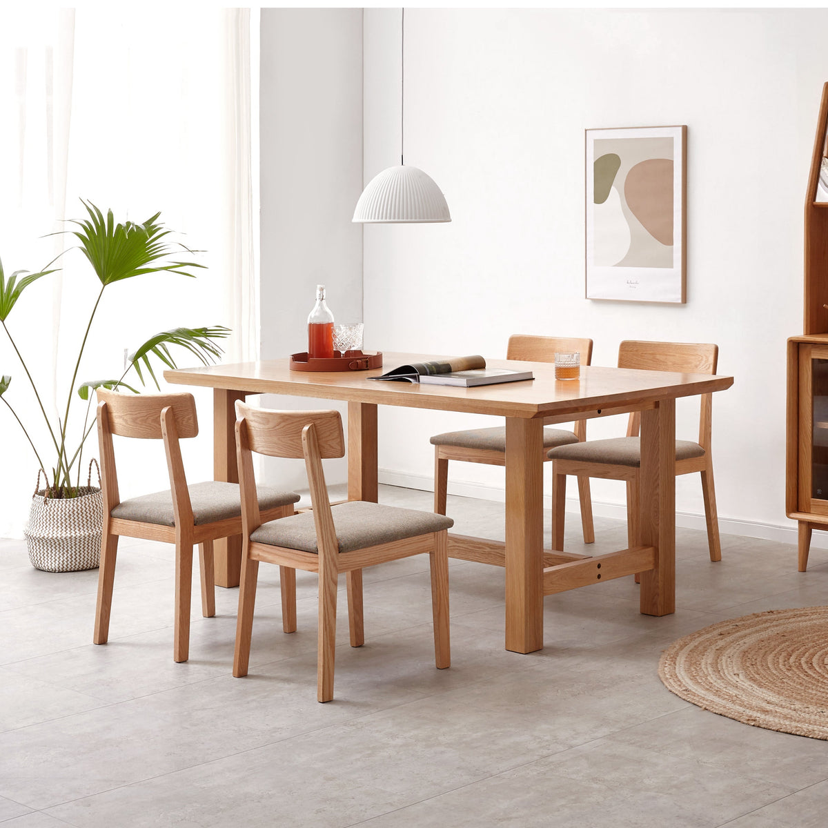 Alagie solid American oak dining table with slab top – view 15