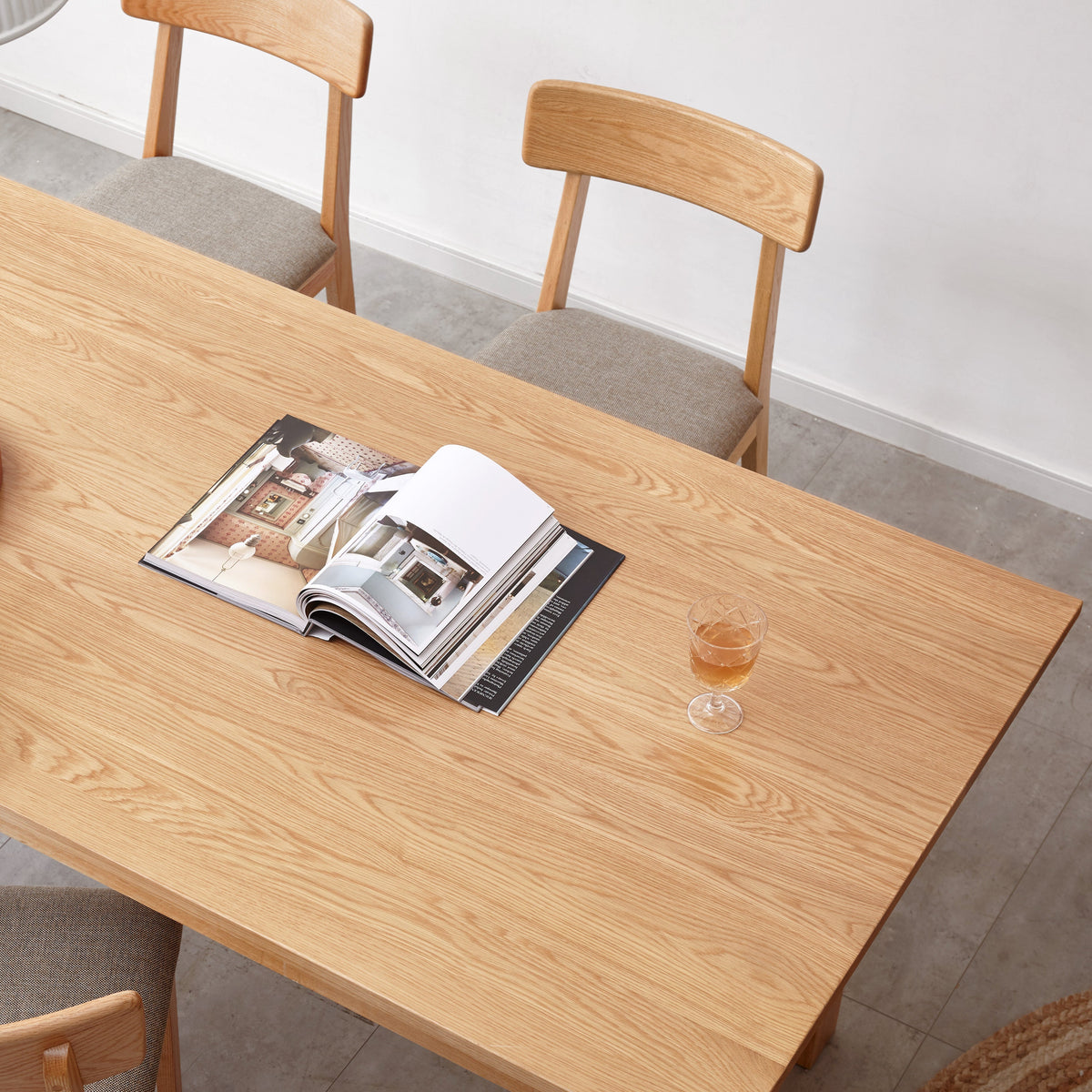 Alagie solid American oak dining table with slab top – view 16