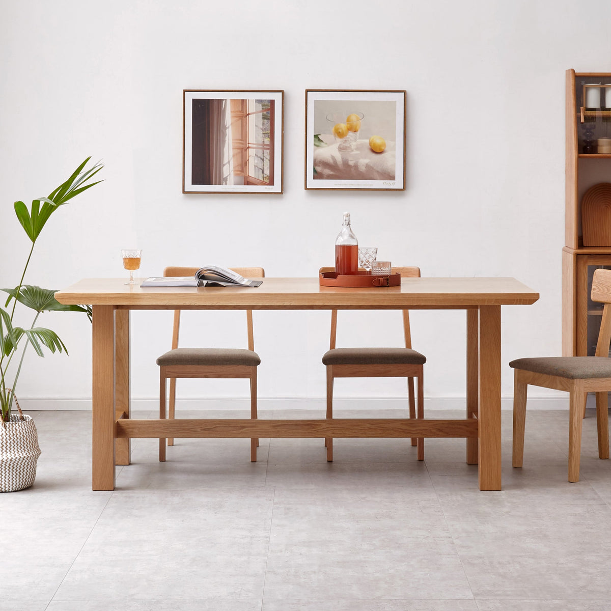 Alagie solid American oak dining table with slab top – view 17