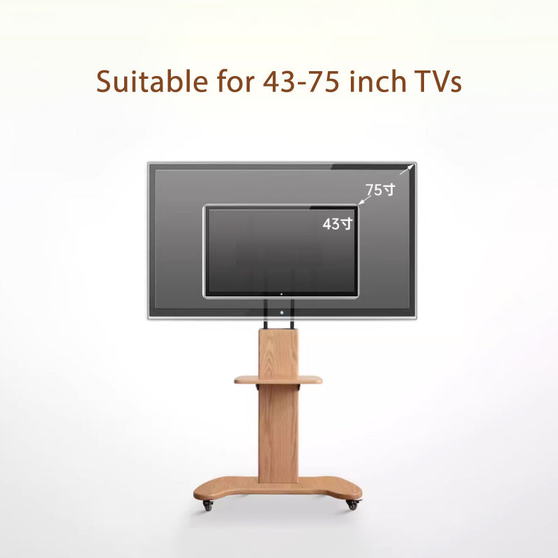 Olympia Solid American Oak TV Stand with Mount on Castors 85cm – view 8