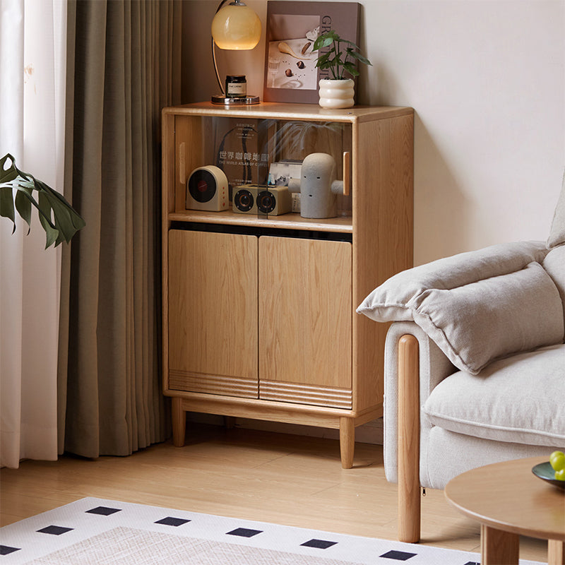 Oona American Oak and Pinewood Bookshelf with Glass 45cm 65cm