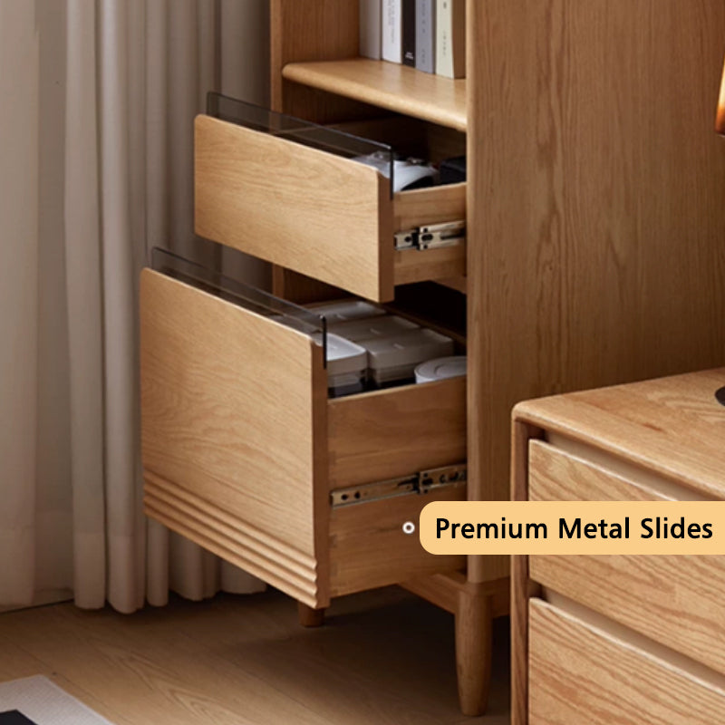 Oona American Oak and Pinewood Bookshelf with Glass 45cm 65cm – view 10