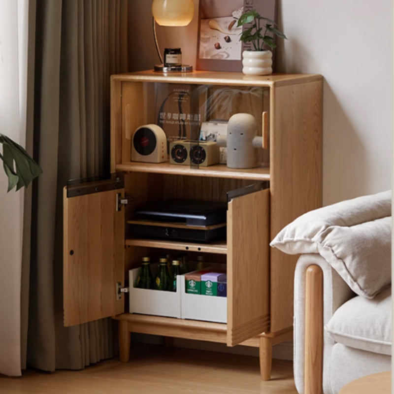 Oona American Oak and Pinewood Bookshelf with Glass 45cm 65cm – view 3