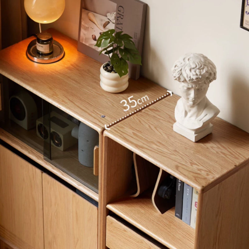 Oona American Oak and Pinewood Bookshelf with Glass 45cm 65cm – view 4