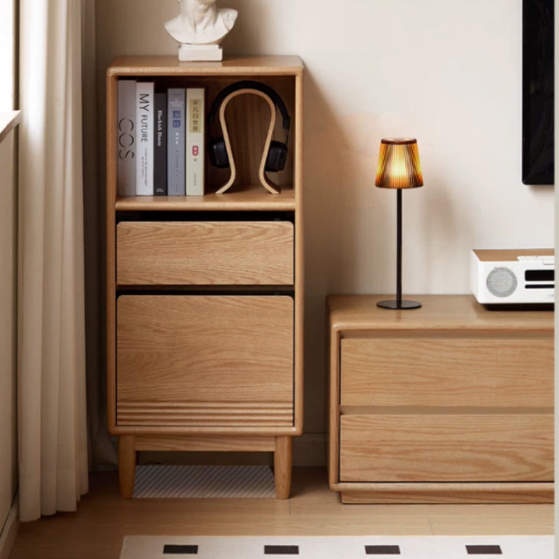 Oona American Oak and Pinewood Bookshelf with Glass 45cm 65cm – view 8