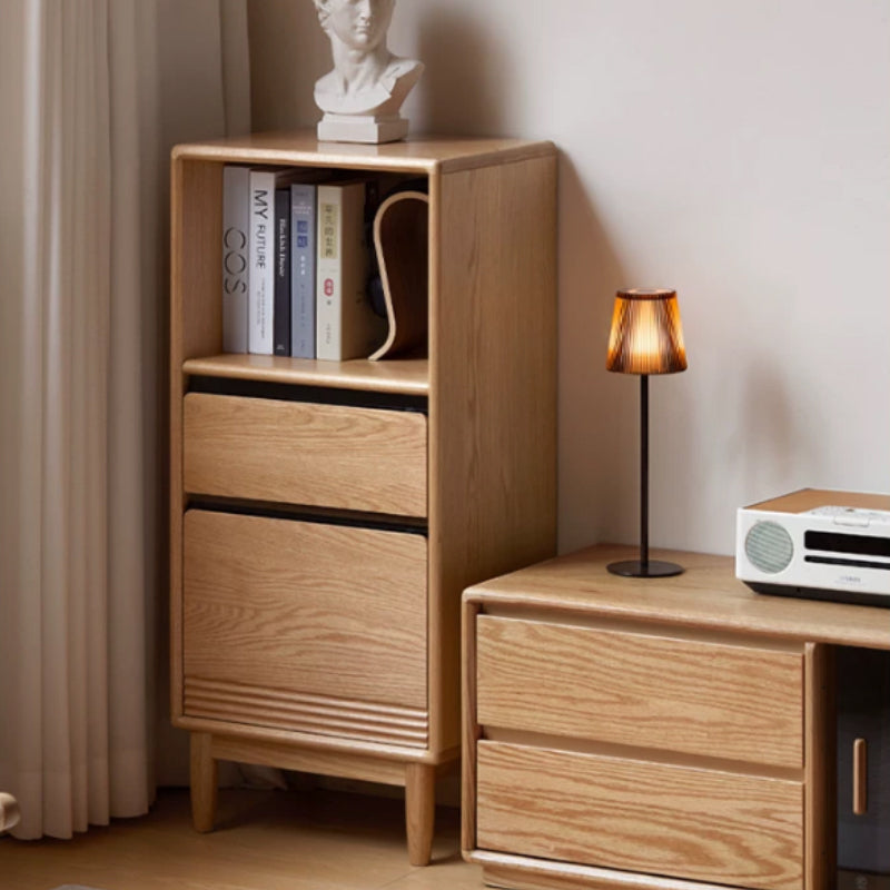 Oona American Oak and Pinewood Bookshelf with Glass 45cm 65cm – view 9
