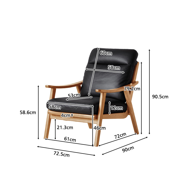 Patton leather armchair with solid ash frame – view 6
