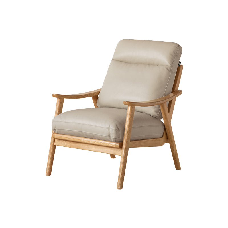 Patton leather armchair with solid ash frame – Beige Grey, view 7
