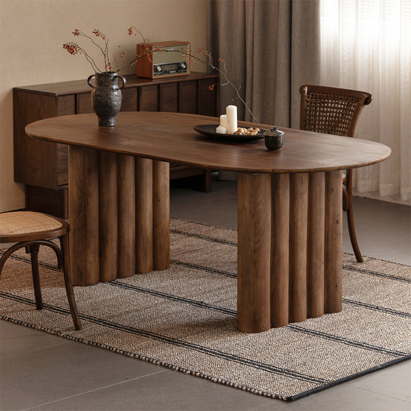 Petra solid mango wood dining table in walnut colour