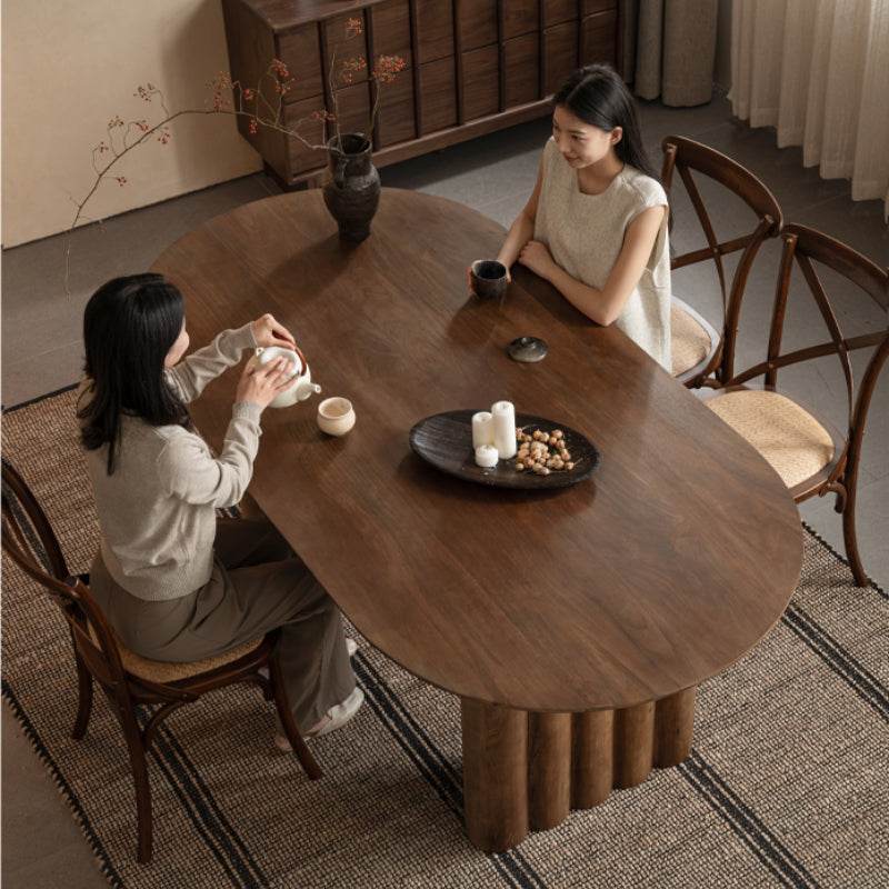 Petra solid mango wood dining table in walnut colour – view 3