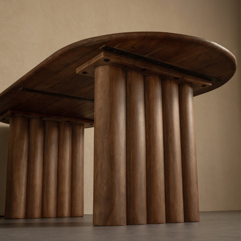 Petra solid mango wood dining table in walnut colour – view 5