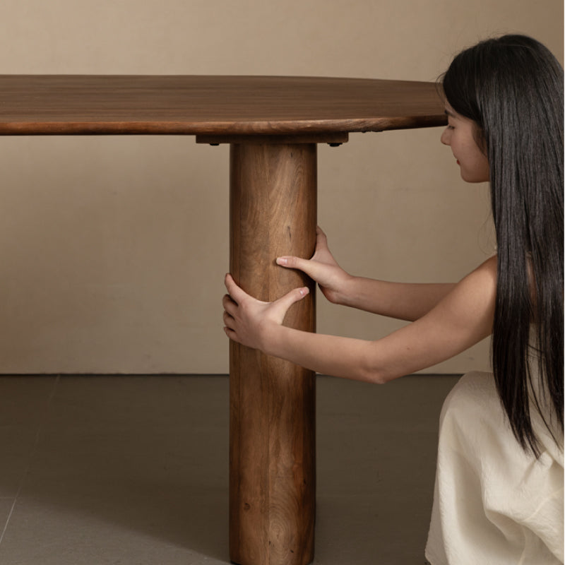 Petra solid mango wood dining table in walnut colour – view 6