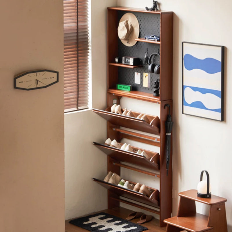 Vivienne Poplar & Solid Beech Ultra-Thin Shoe Cabinet 65cm 80cm 116cm – view 2