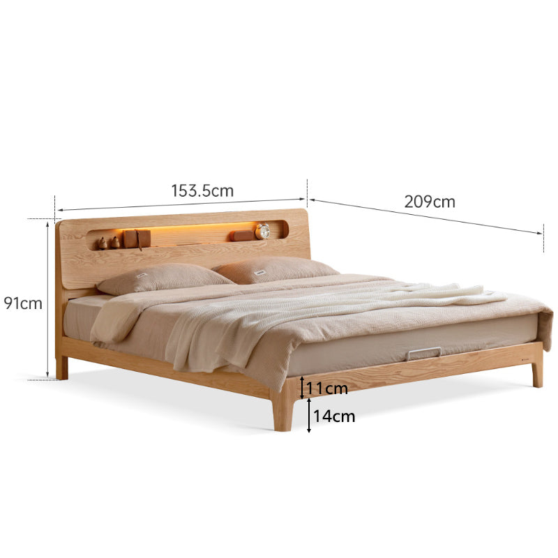 Enoch Queen Bed Frame — Solid American Oak with Pinewood – view 5