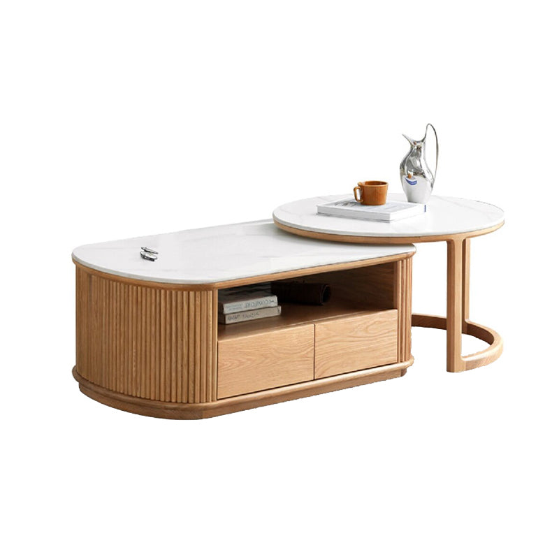 Randy Solid Oak Coffee Table and Side Table Set, Walnut Colour – view 3