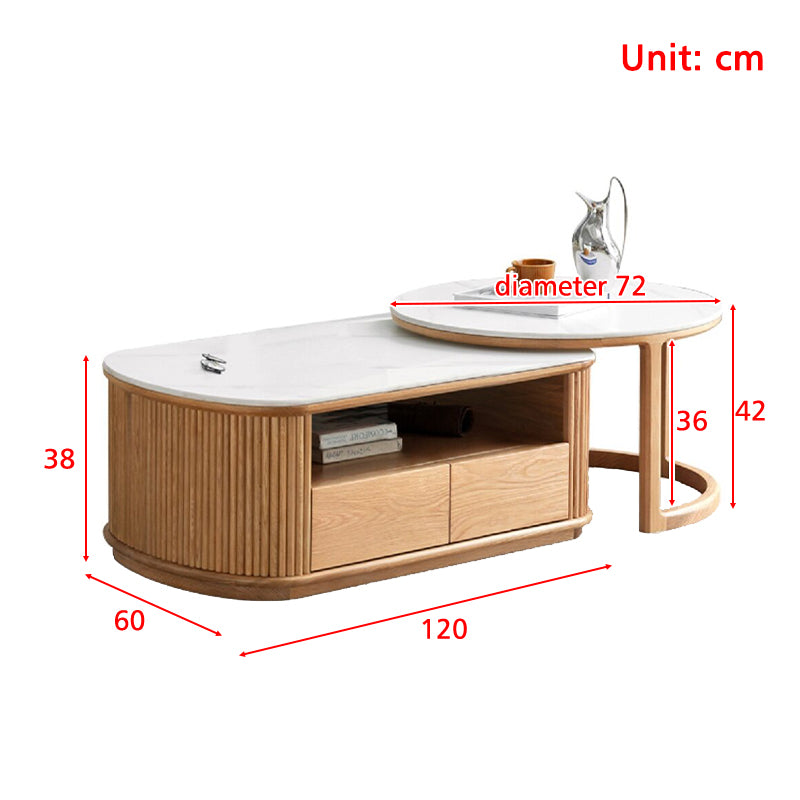 Randy Solid Oak Coffee Table and Side Table Set, Walnut Colour – view 4