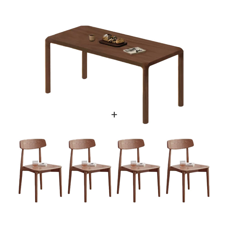 Renee solid ash dining table set – Table+Chair*4 Walnut 1.4m, view 21