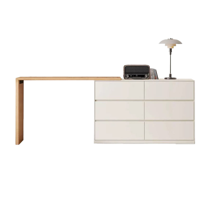 Rosemarie solid oak adjustable dressing table with drawer – Natural Wood & White 6-drawer, view 31