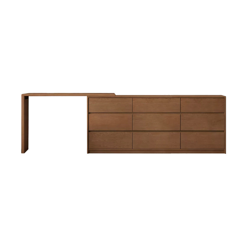Rosemarie solid oak adjustable dressing table with drawer – Walnut 9-drawer, view 29