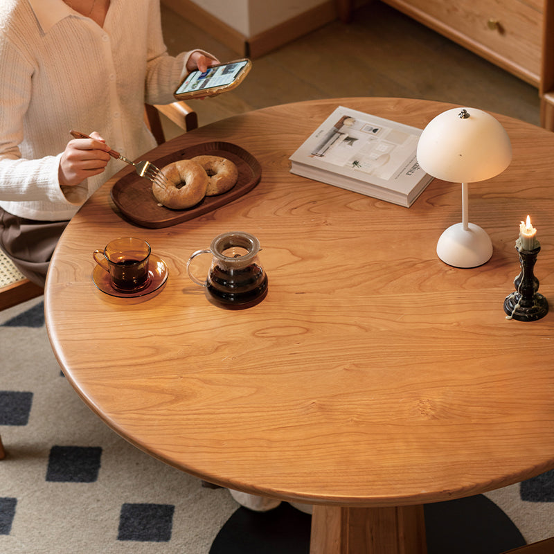 Estelle Round Wooden Dining Table in Solid Cherry 100cm / 120cm – view 5