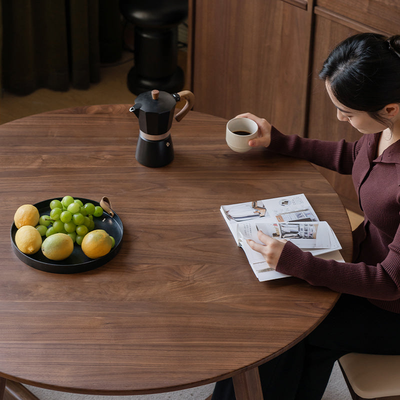 Joan Round Solid Black Walnut Dining Table 110cm – view 4