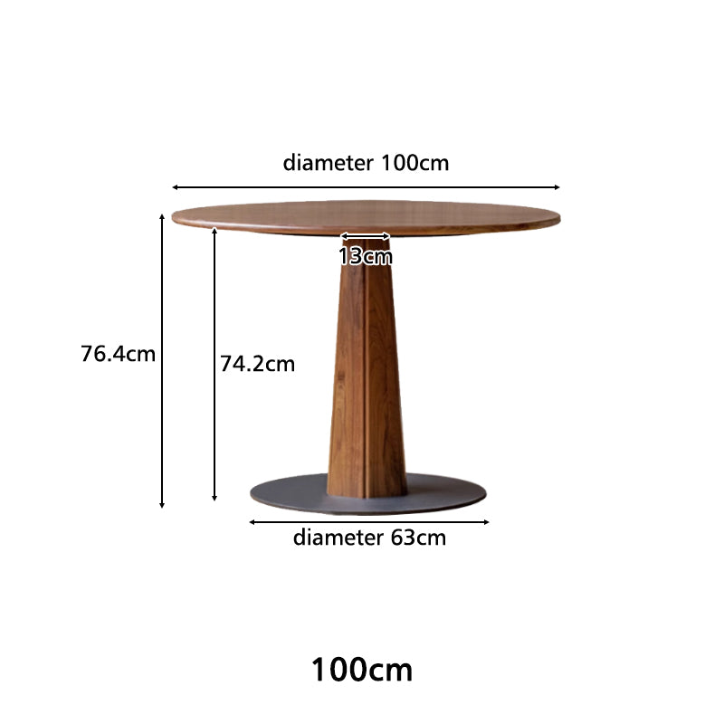 Dorian Round Solid Black Walnut Dining Table 100cm / 120cm – view 8