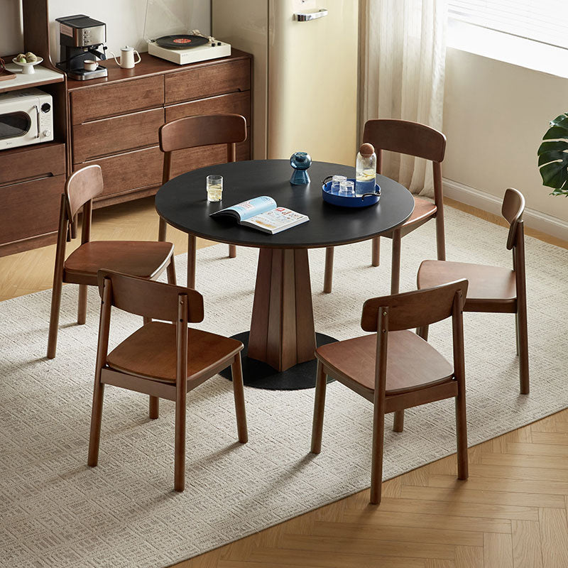 Imelda 110cm Round Wooden Dining Table Set with Chairs – Ceramic Tabletop Table + Chair*6, view 17