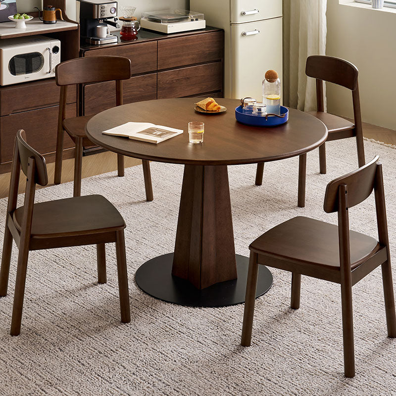 Imelda 110cm Round Wooden Dining Table Set with Chairs – Solid Wood Tabletop Table + Chair*4, view 10