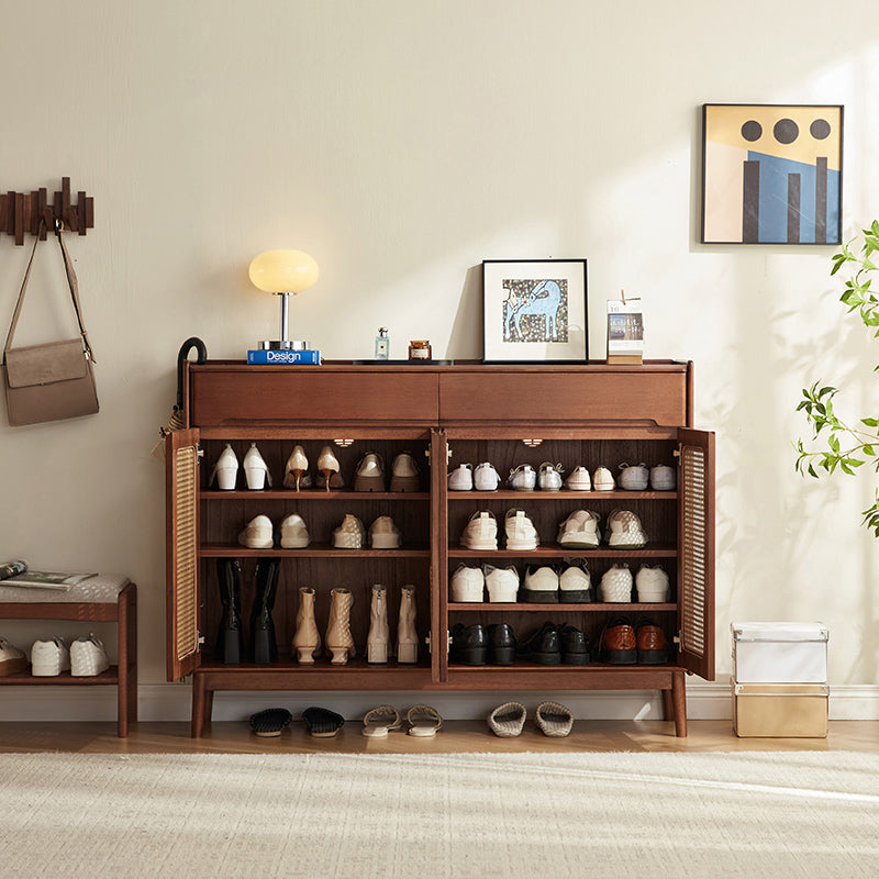 Ignatius Rubberwood Shoe Cabinet with Rattan Doors, 2-Door 3-Door 4-Door – view 19