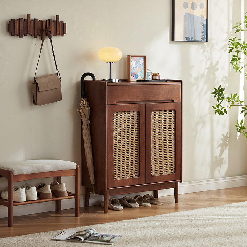 Ignatius Rubberwood Shoe Cabinet with Rattan Doors, 2-Door 3-Door 4-Door – view 31