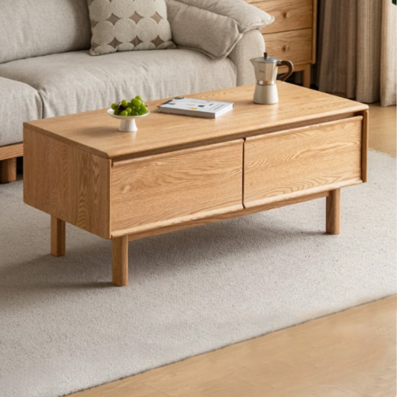 Sabrina solid oak coffee table with drawer in natural finish
