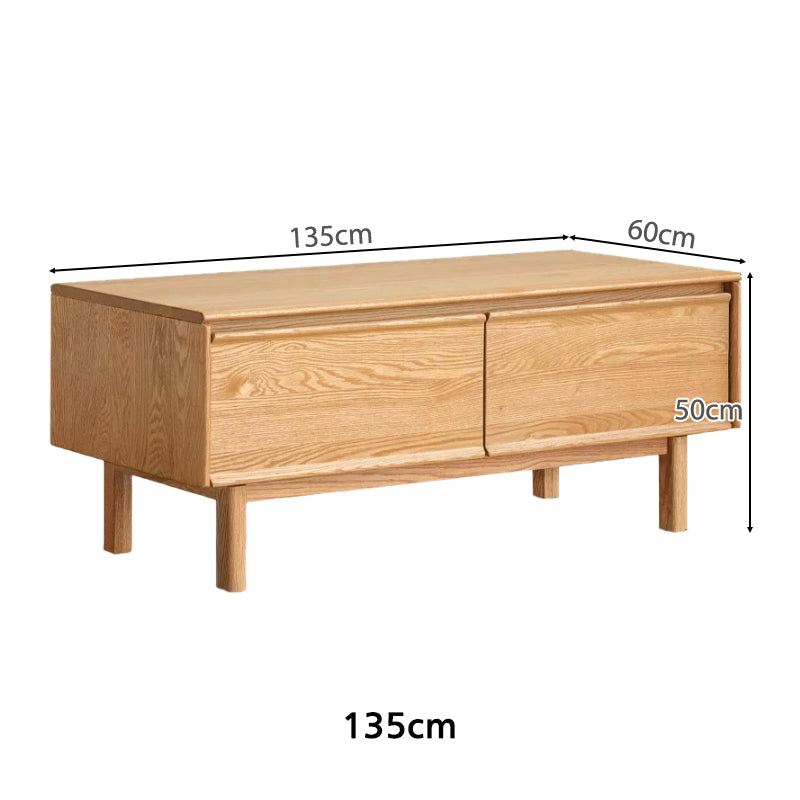 Sabrina solid oak coffee table with drawer in natural finish – view 10