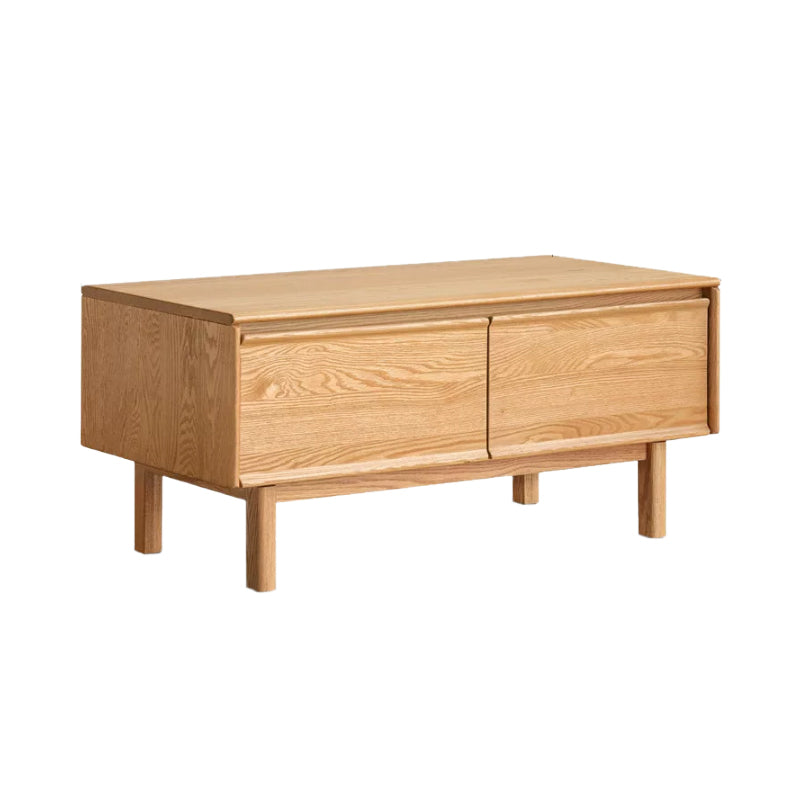 Sabrina solid oak coffee table with drawer in natural finish – 120cm, view 7