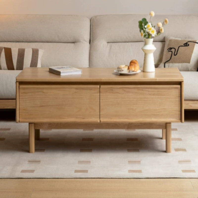 Sabrina solid oak coffee table with drawer in natural finish – view 3