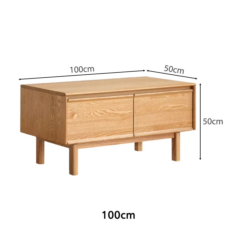 Sabrina solid oak coffee table with drawer in natural finish – view 6